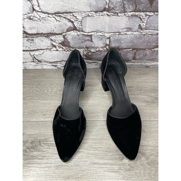 JENNI KAYNE Black Velvet D’ Orsay Block Heel Pointed Shoes Women Sz 39.5EU/9M US - Picture 6 of 16